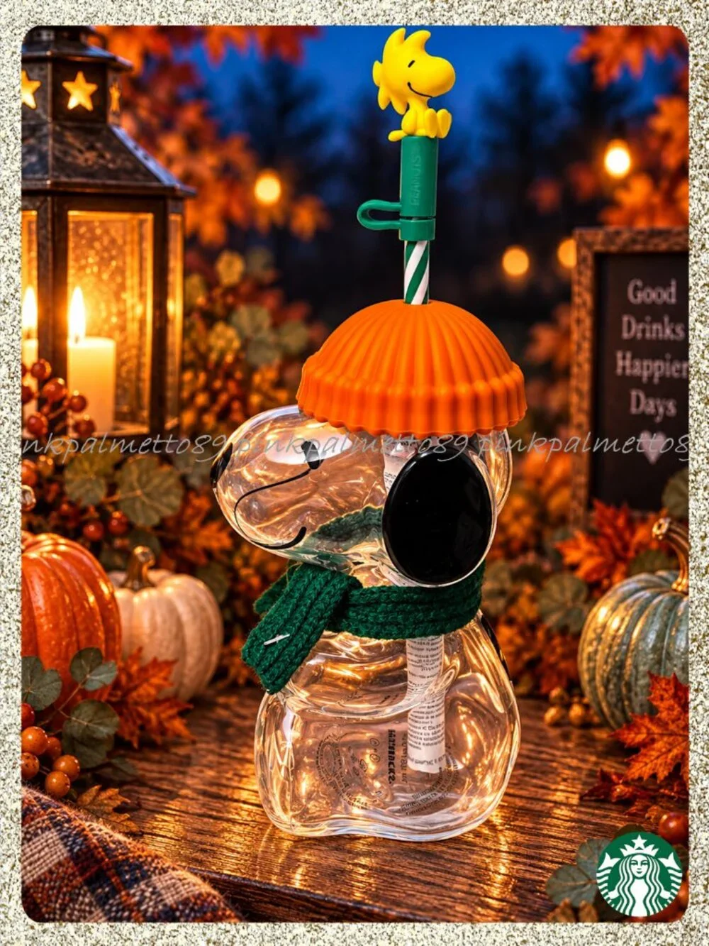 🍂🎃🥜 NWT/NIB 2026 PEANUTS + Starbucks Snoopy Glass 20oz Cold Cup